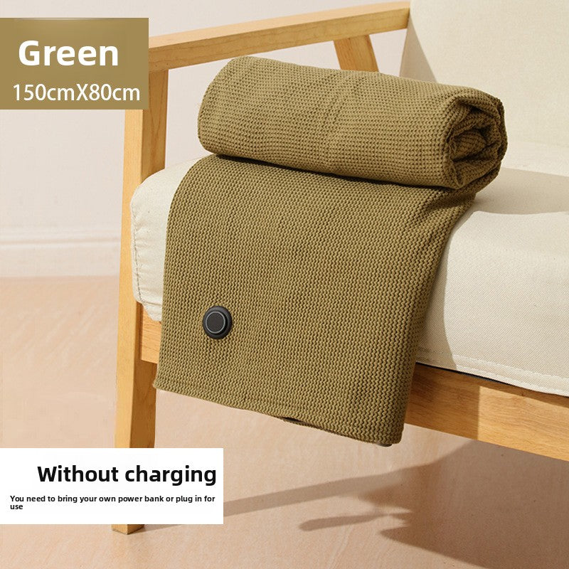 Electric heated outdoor shawl, rechargeable blanket